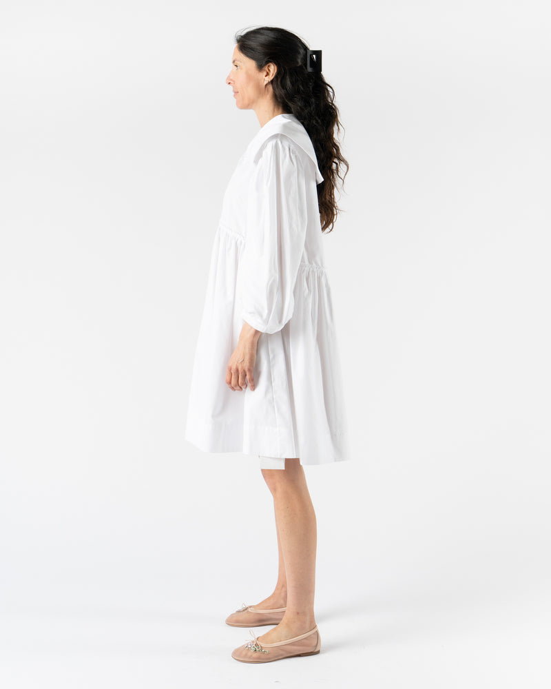 Simone Rocha Cropped Sailor Collar Puff Sleeve Shirt in White