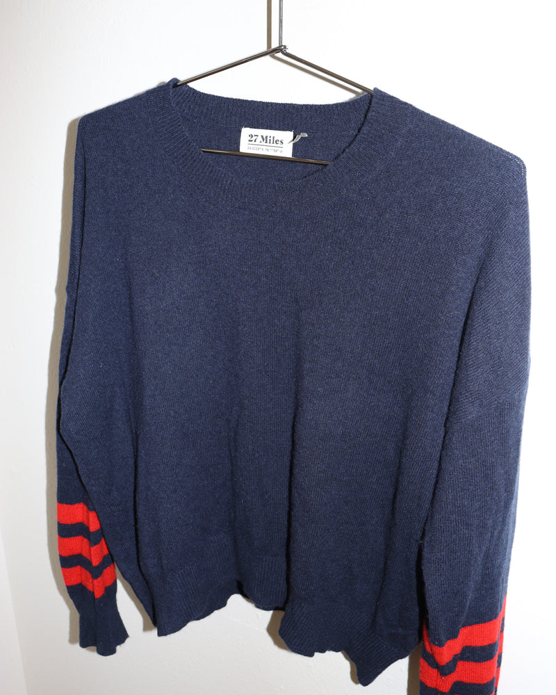 Pre-owned: 27 Miles Cashmere Stripe Crewneck