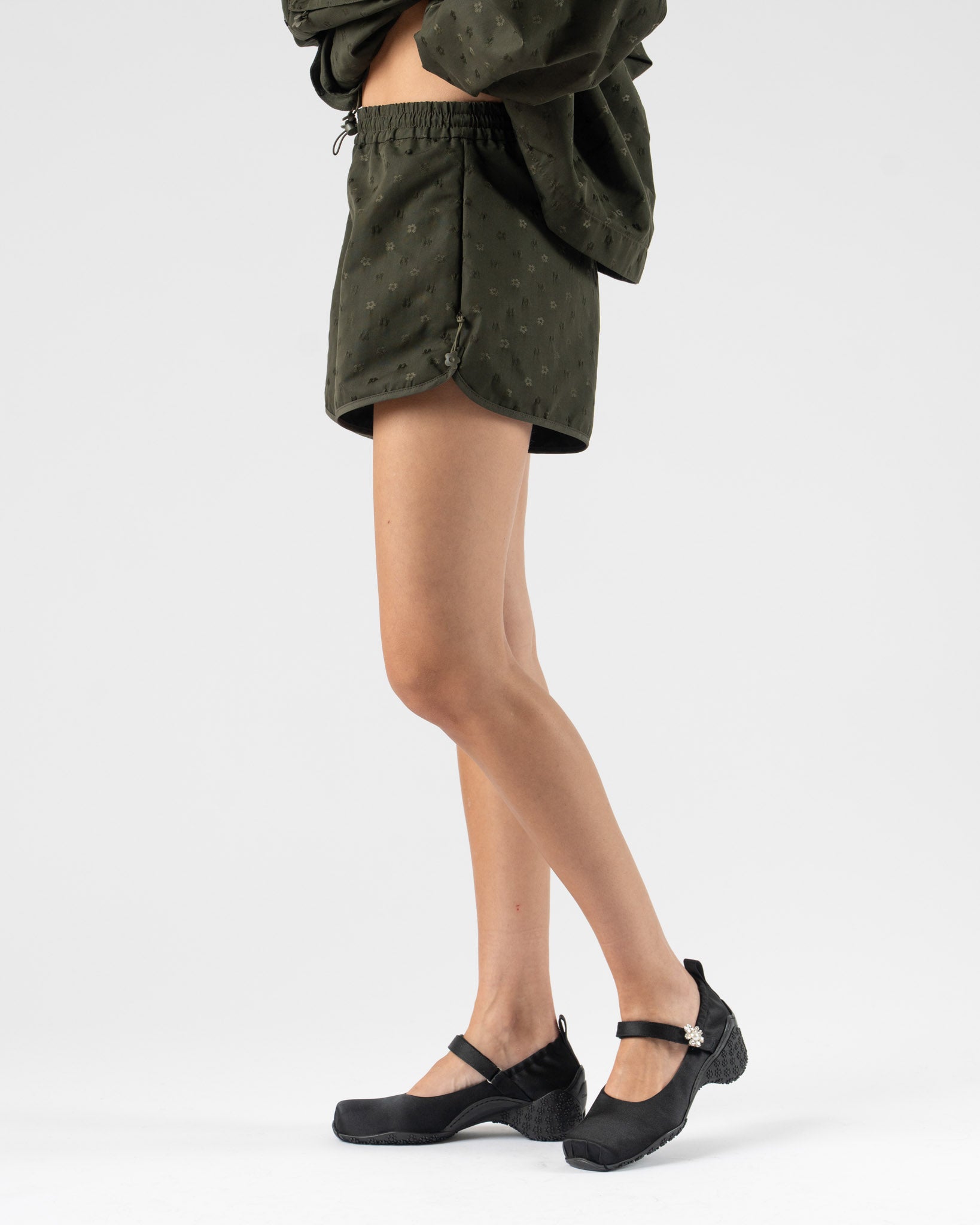 Cecilie Bahnsen Dahana Shorts Olive Iris Jacquard