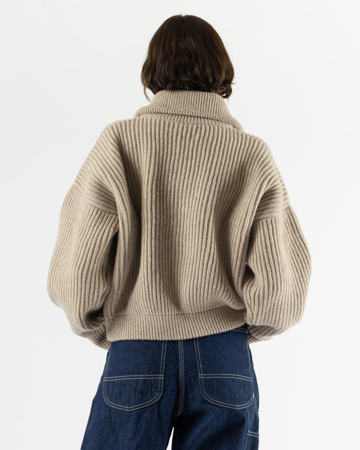 &Daughter Rowan Rib Half Zip in Oat