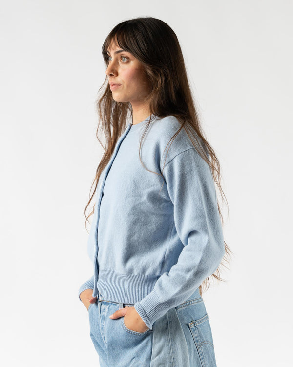 &Daughter Ada Geelong Crewneck Cardigan in Pale Blue