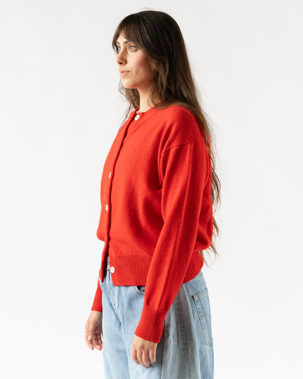 &Daughter Ada Geelong Crewneck Cardigan in Poppy Red