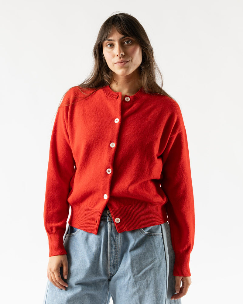 &Daughter Ada Geelong Crewneck Cardigan in Poppy Red