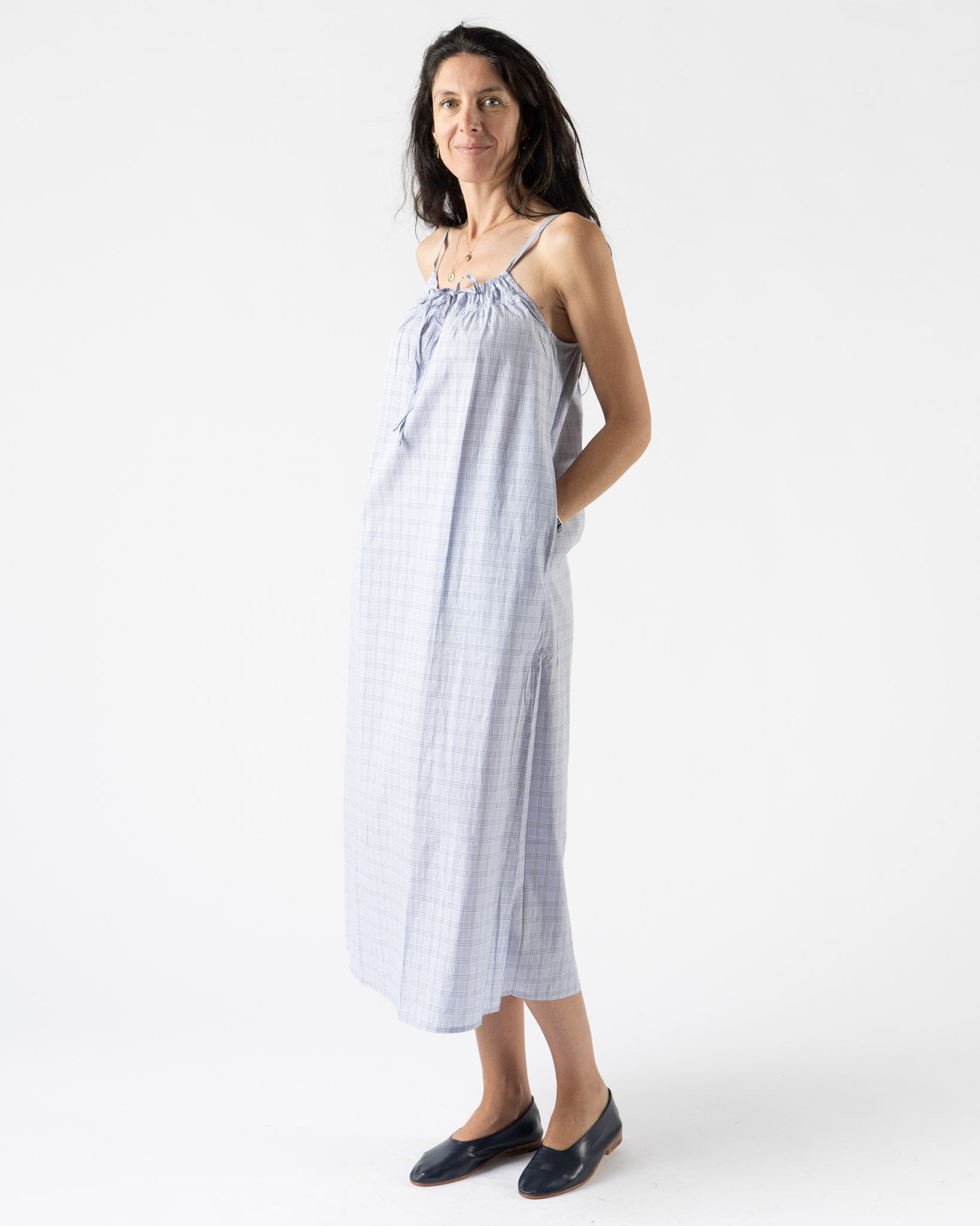 Deiji Studios Light Maxi Dress in Powder Check