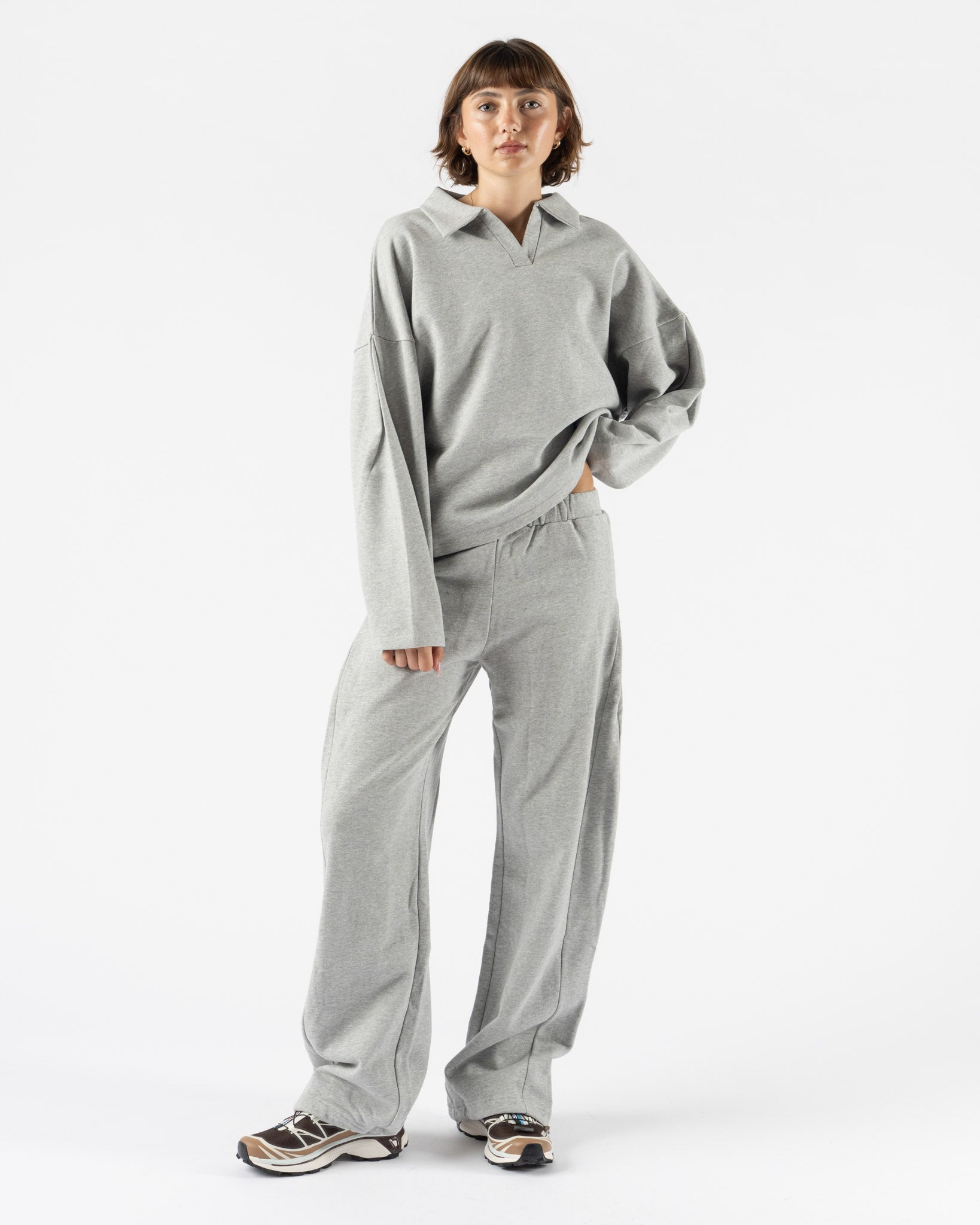 Deiji Studios Side Pleat Pant in Grey Marle