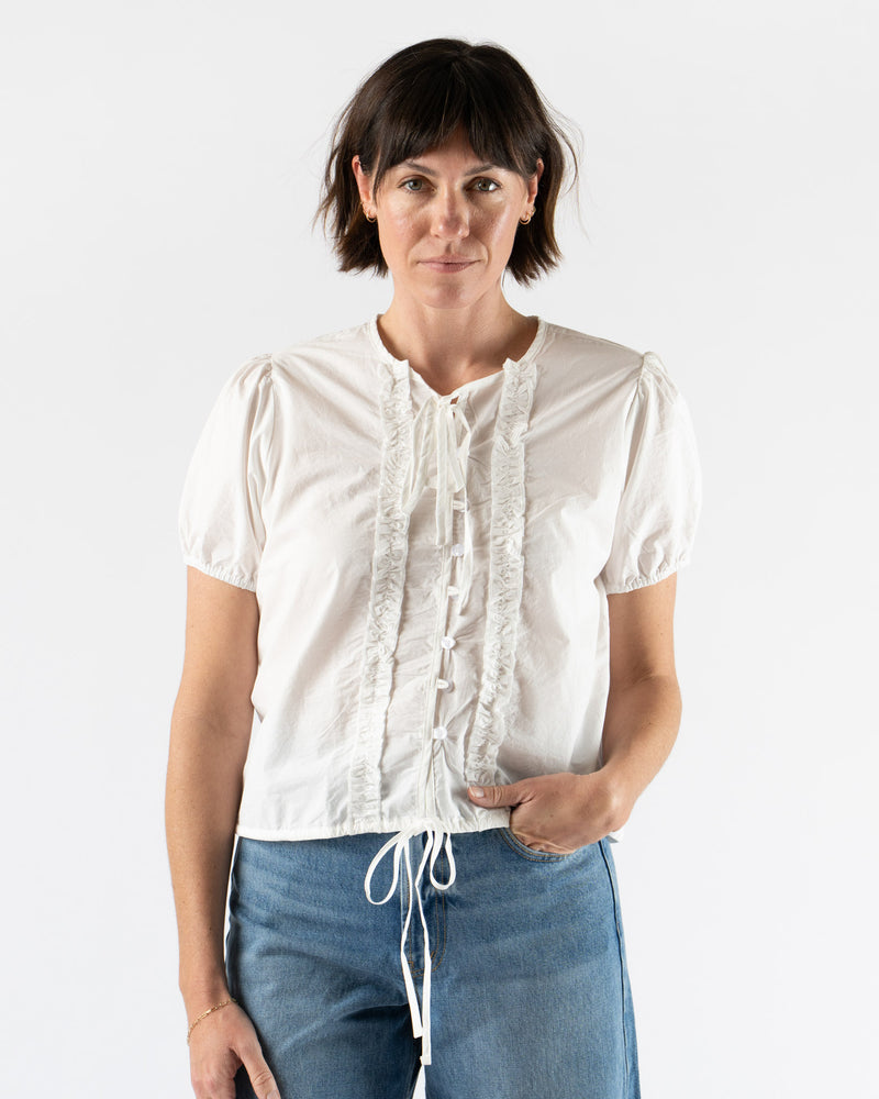 Deiji Studios Double Frill Top in White