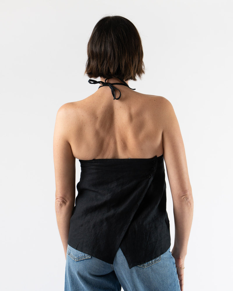 Deiji Studios Linen Wrap Top in Black