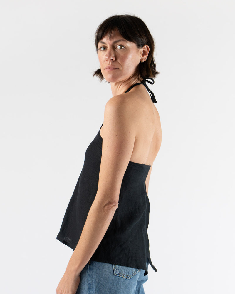 Deiji Studios Linen Wrap Top in Black