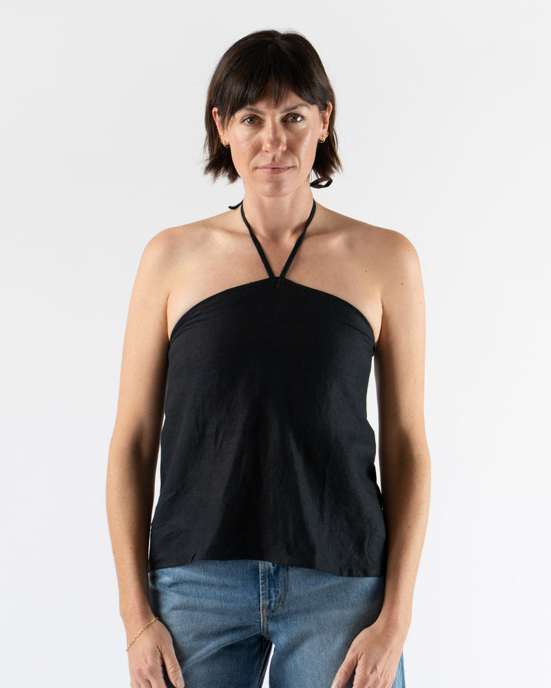 Deiji Studios Linen Wrap Top in Black