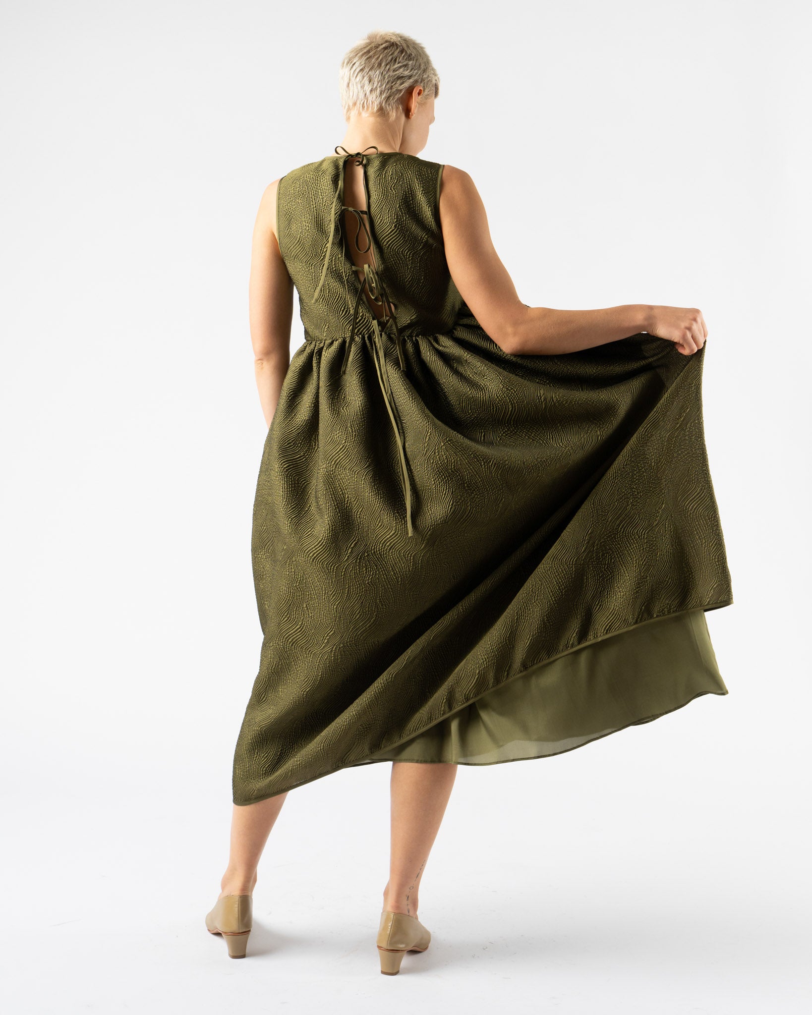 【Cecilie Bahnsen 】DITTE DRESS Cecilie Bahnsen Ditte Dress in Olive – Diamond Dream Jewelry
