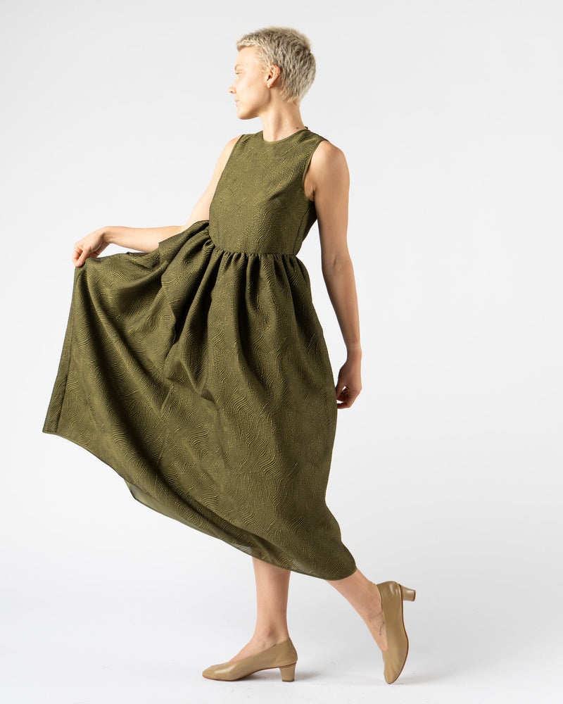 Cecilie Bahnsen Ditte Dress Kaze Matelassé Olive