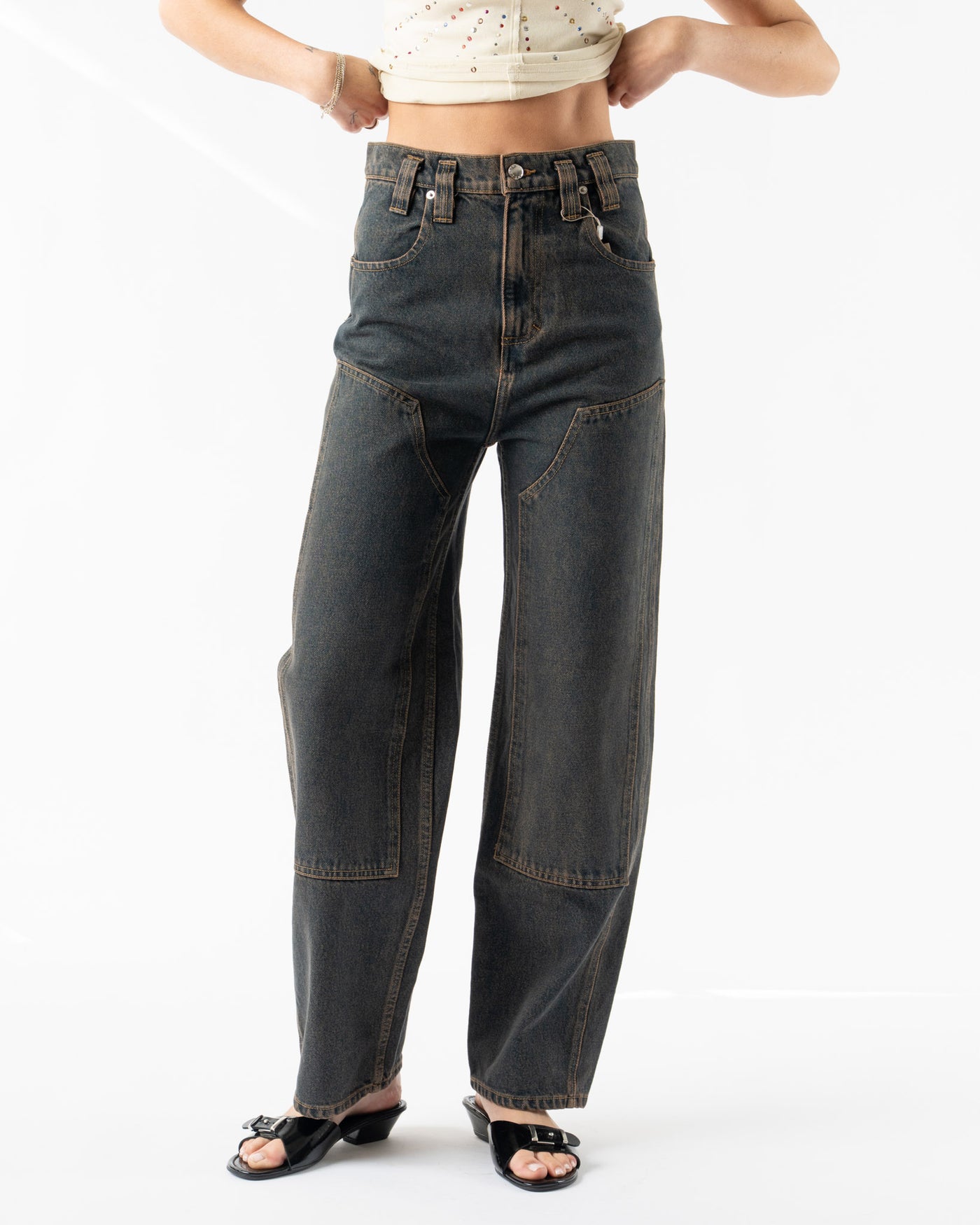 Eckhaus Latta Double Knee Baggy Jean in Valencia