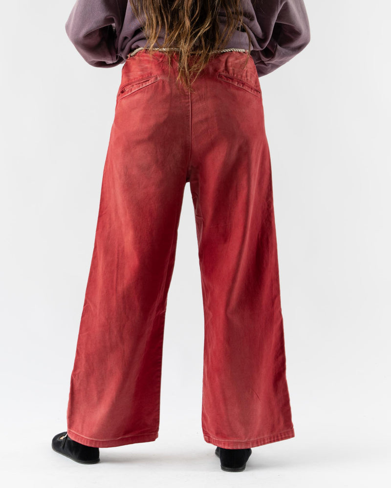 Dr. Collectors P73 Flare Pleated Pants in Sunfaded Antique Red Japanese Twill