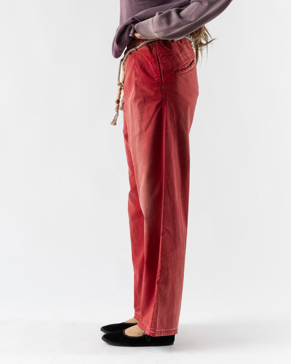 Dr. Collectors P73 Flare Pleated Pants in Sunfaded Antique Red Japanese Twill