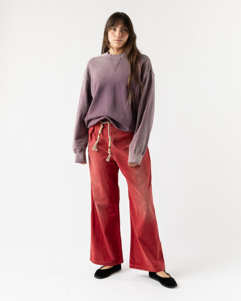 Dr. Collectors P73 Flare Pleated Pants in Sunfaded Antique Red Japanese Twill