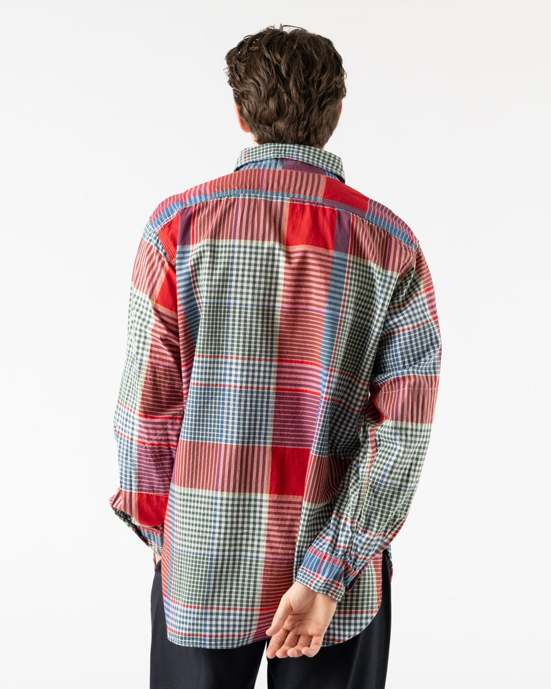 Engineered Garments Work Shirt in Red/Green Cotton Big Madras Plaid