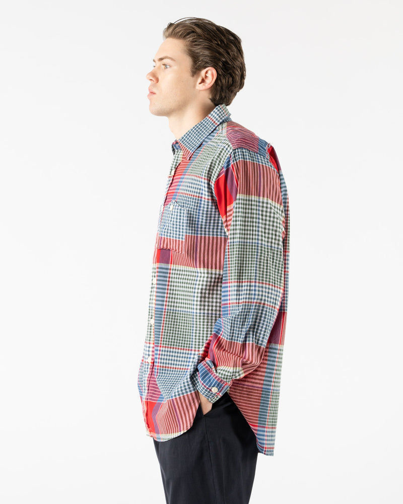 Engineered Garments Work Shirt in Red/Green Cotton Big Madras Plaid