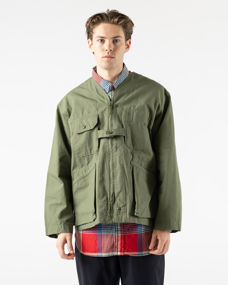 Engineered Garments Cardigan Jacket in Olive Cotton Ripstop