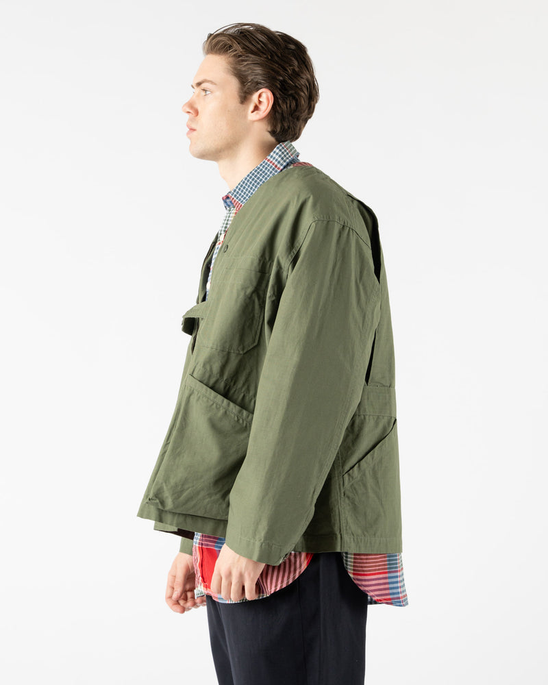 Engineered Garments Cardigan Jacket in Olive Cotton Ripstop