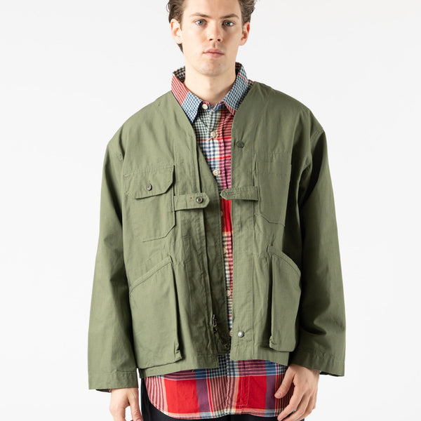 Engineered Garments Cardigan Jacket Cotton Ripstop Olive