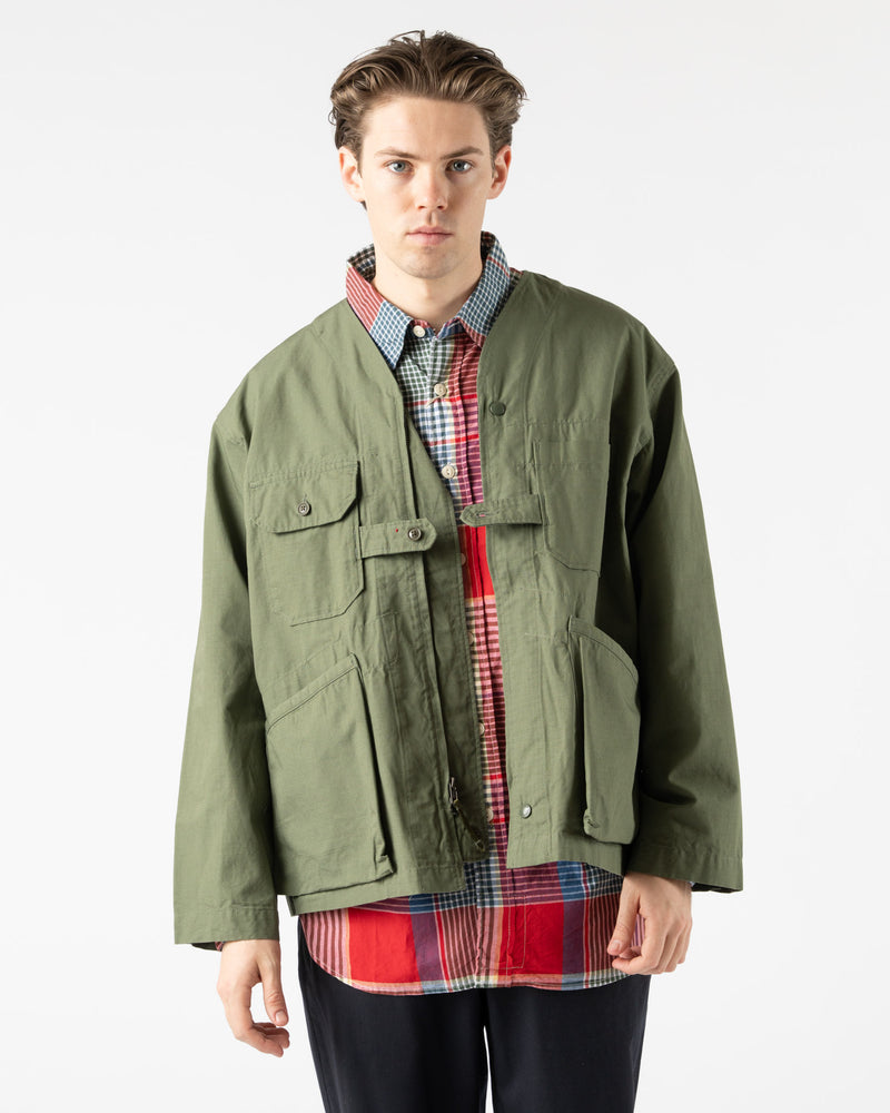 Engineered Garments Cardigan Jacket in Olive Cotton Ripstop