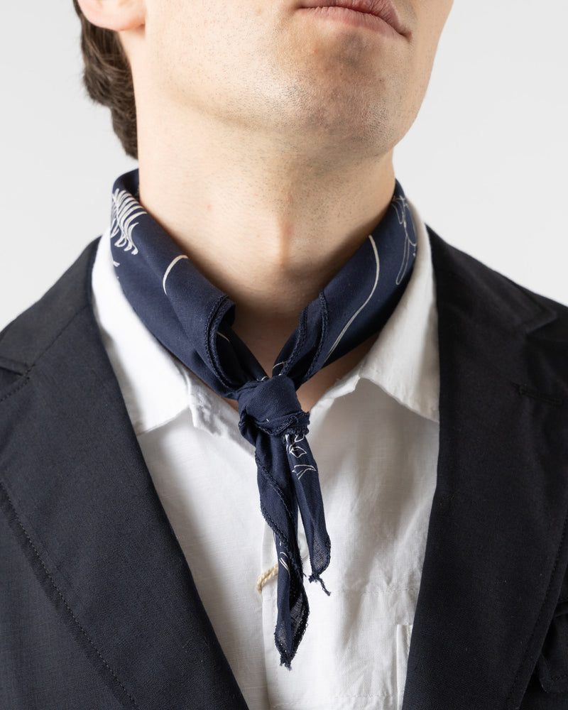 Engineered Garments Printed Bandana in Navy Animal