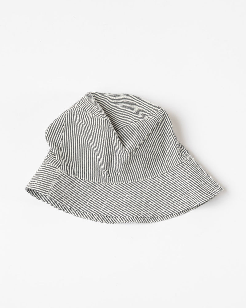 Engineered Garments Bucket Hat in Navy Cotton Seersucker Stripe