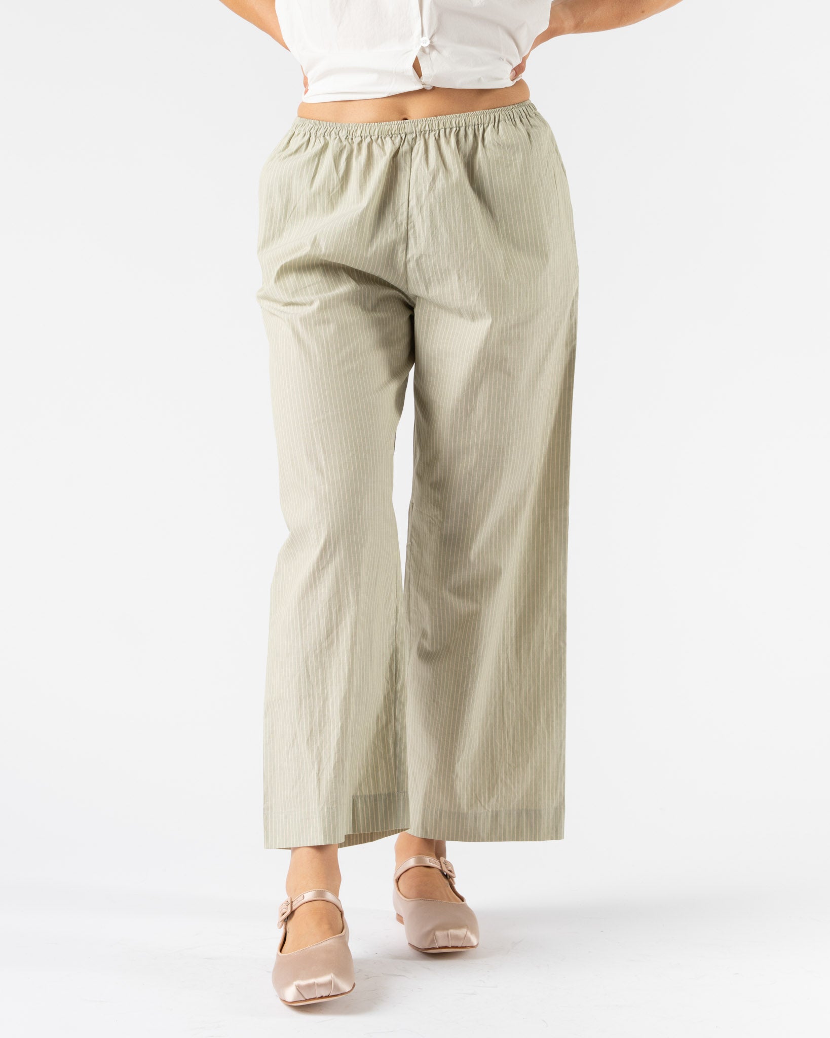 Deiji Studios Ease Trouser in Pistachio Stripe