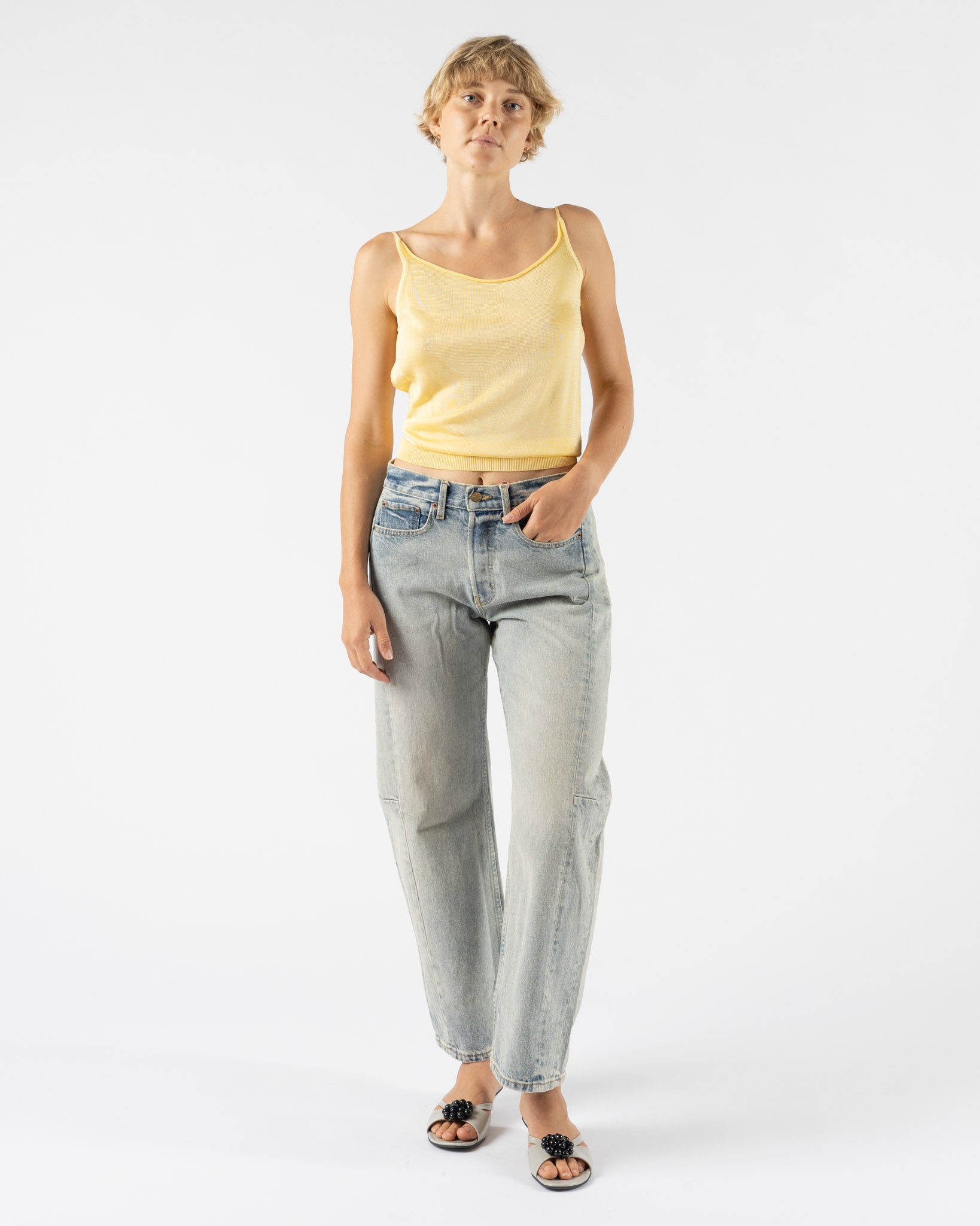 Emily Dawn Long Kipling Backless Viscose Tank in Butter