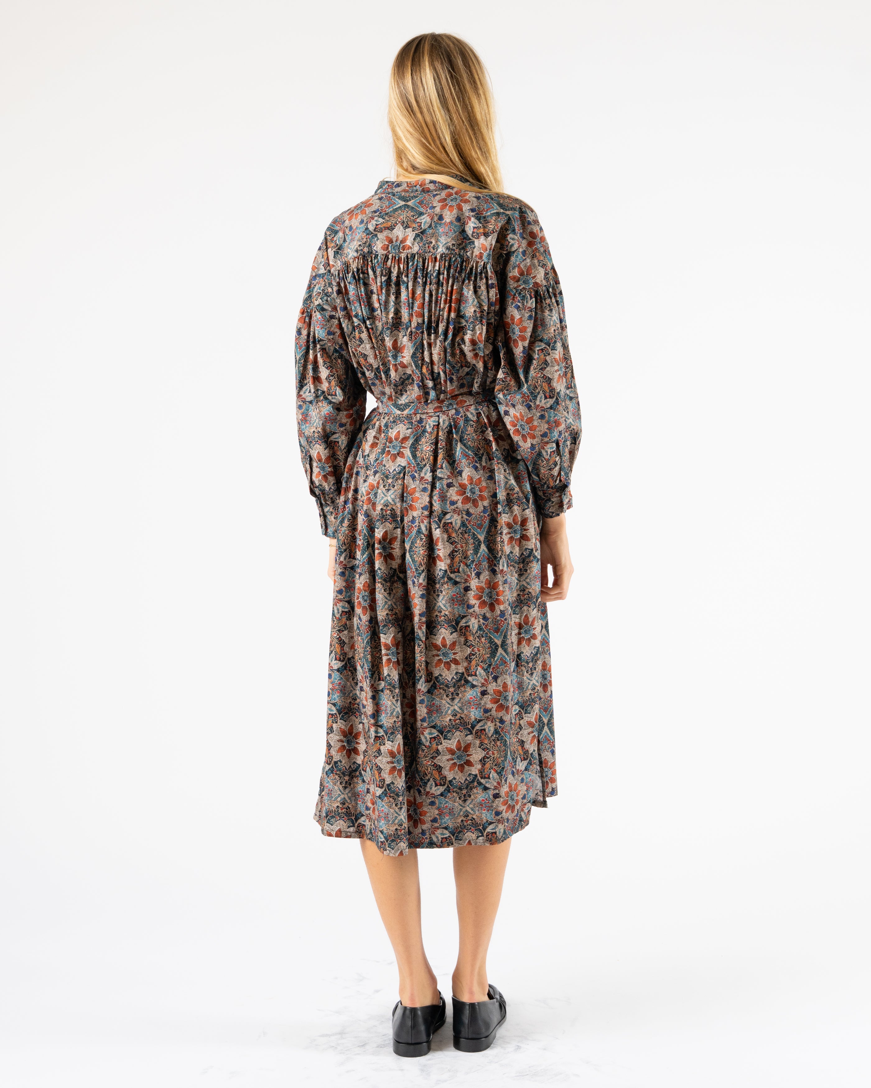 Engineered Garments Banded Painter Dress in Orange/Navy Floral
