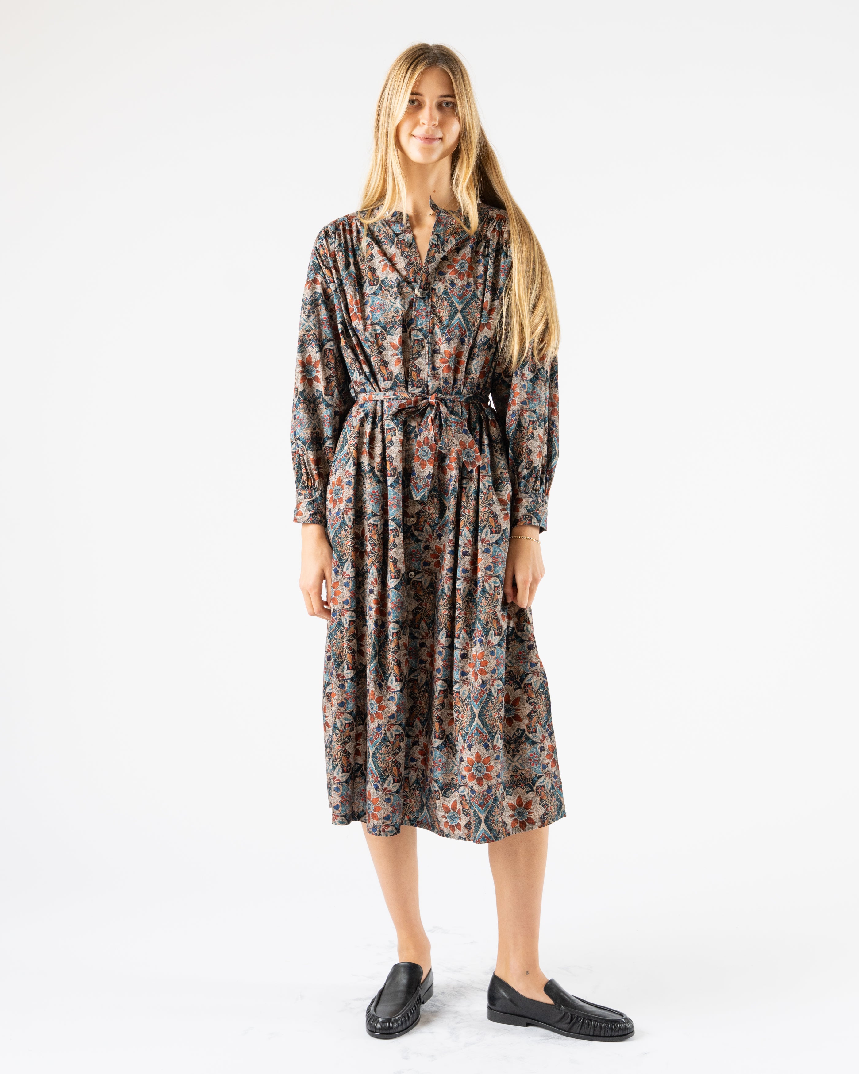 Engineered Garments Banded Painter Dress in Orange/Navy Floral