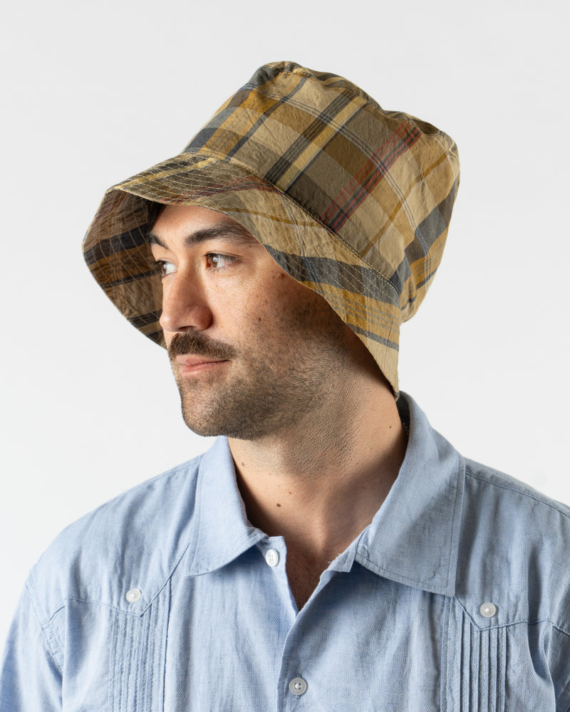 Engineered Garments Bucket Hat in Olive Cotton Madras Plaid