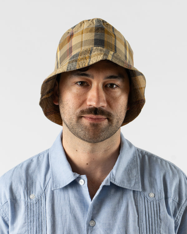 Engineered Garments Bucket Hat in Olive Cotton Madras Plaid