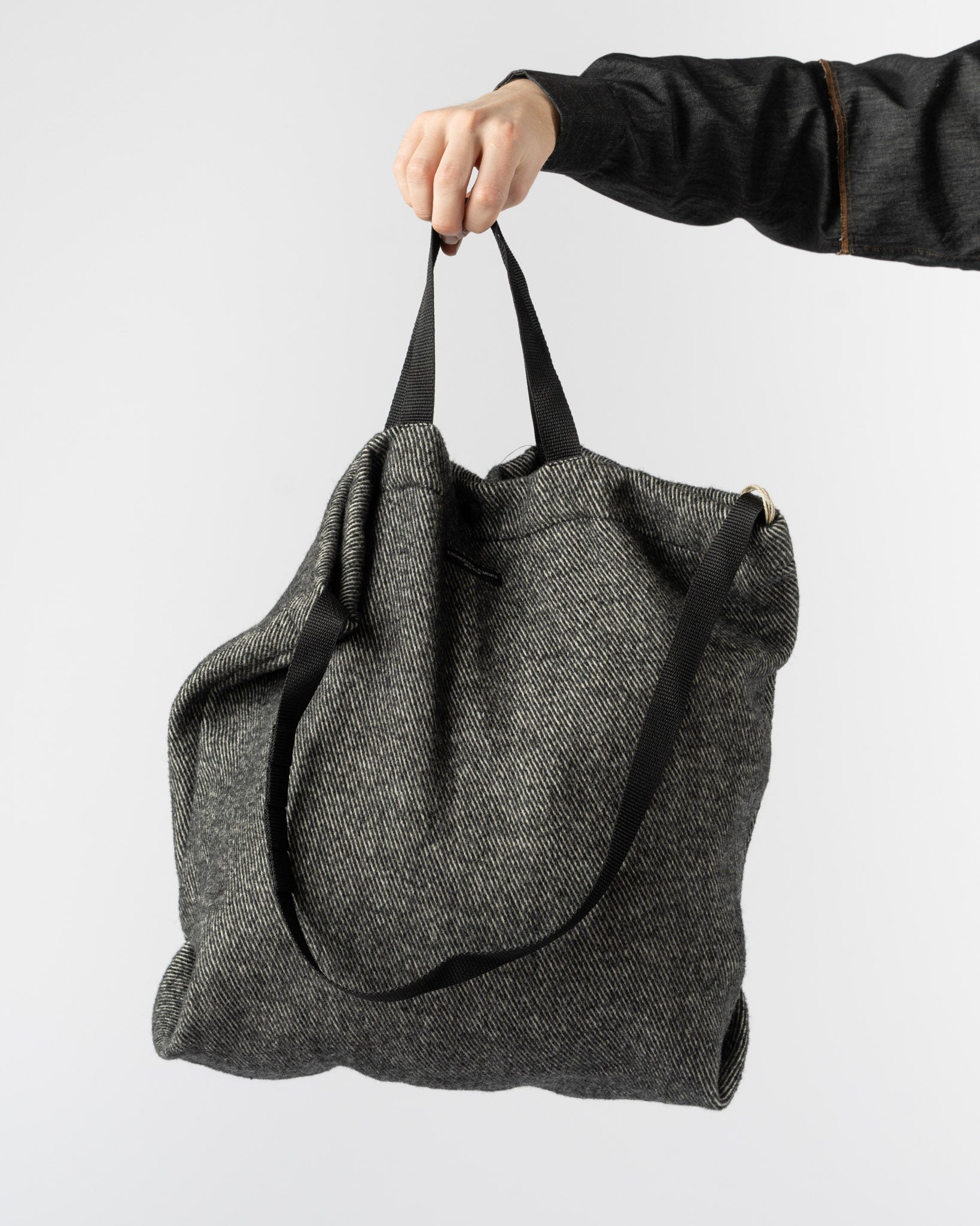 Engineered Garments Carry All Tote in Dk.Grey Wool Striped HB