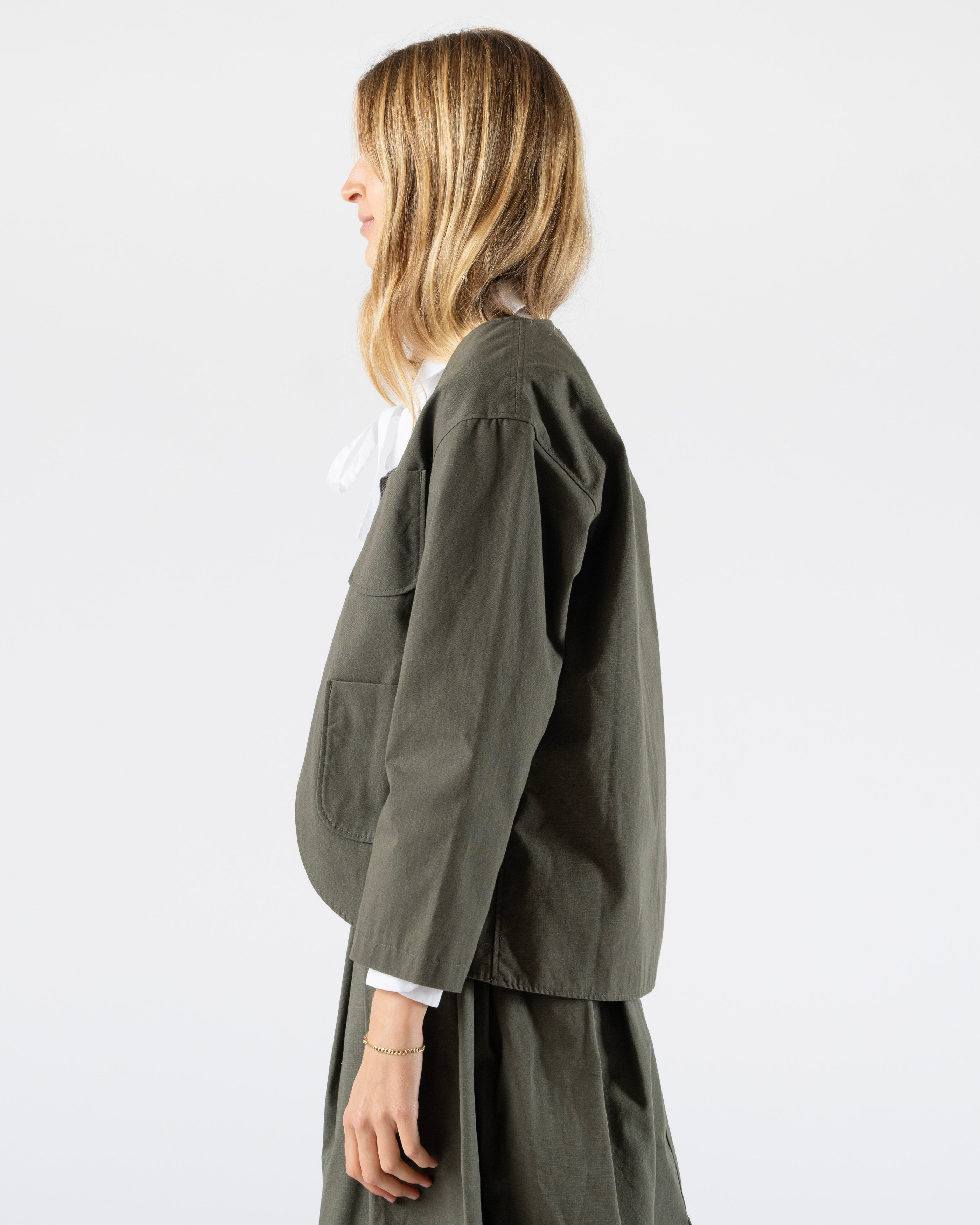Engineered-Garments-Cutaway-Jacket-in-Olive-Heavyweight-Cotton-Curated-at-Jake-and-Jones-Santa-Barbara-Boutique