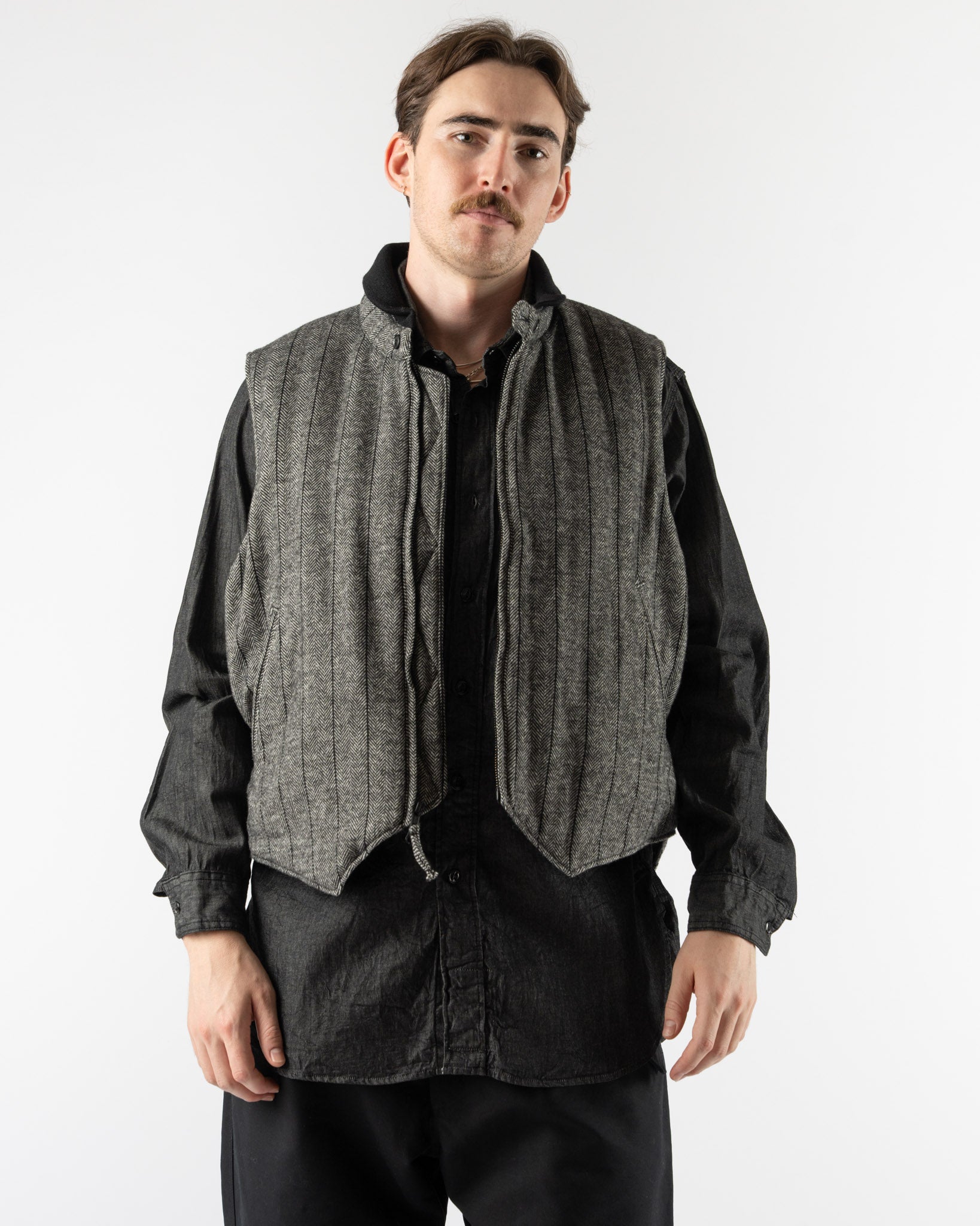 Engineered Garments LL Vest in Dark Gray Wool