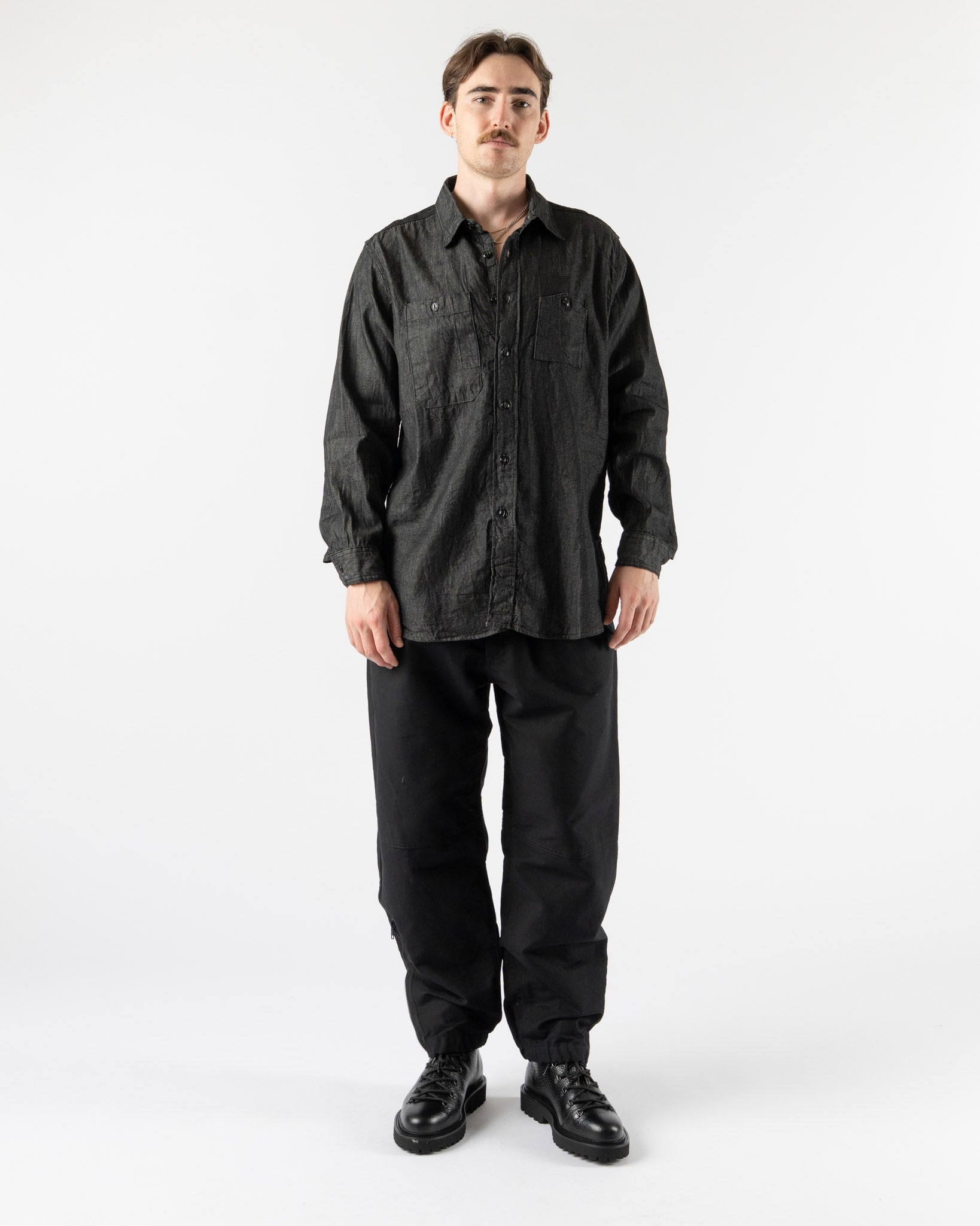 Engineered Garments IAC Pant in Black Cotton Double Cloth Curated