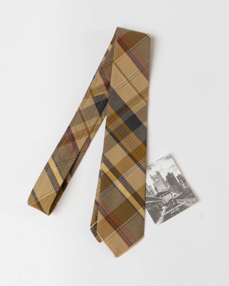Engineered Garments Neck Tie in Olive Cotton Madras Plaid
