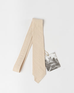 Engineered Garments Neck Tie in Beige Cotton Seersucker Stripe