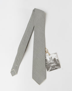 Engineered Garments Neck Tie in Navy Cotton Seersucker Stripe