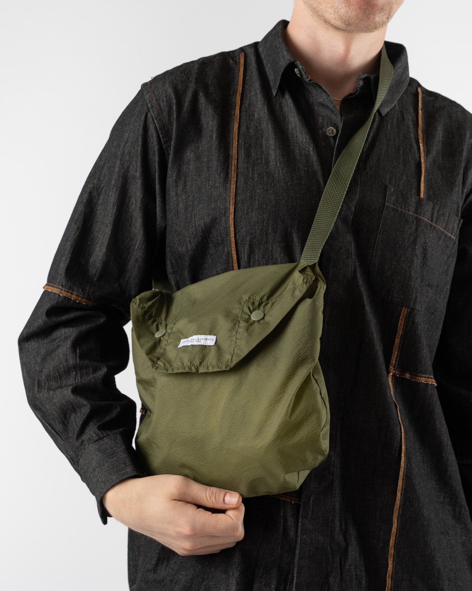 Engineered Garments Shoulder Pouch in Olive