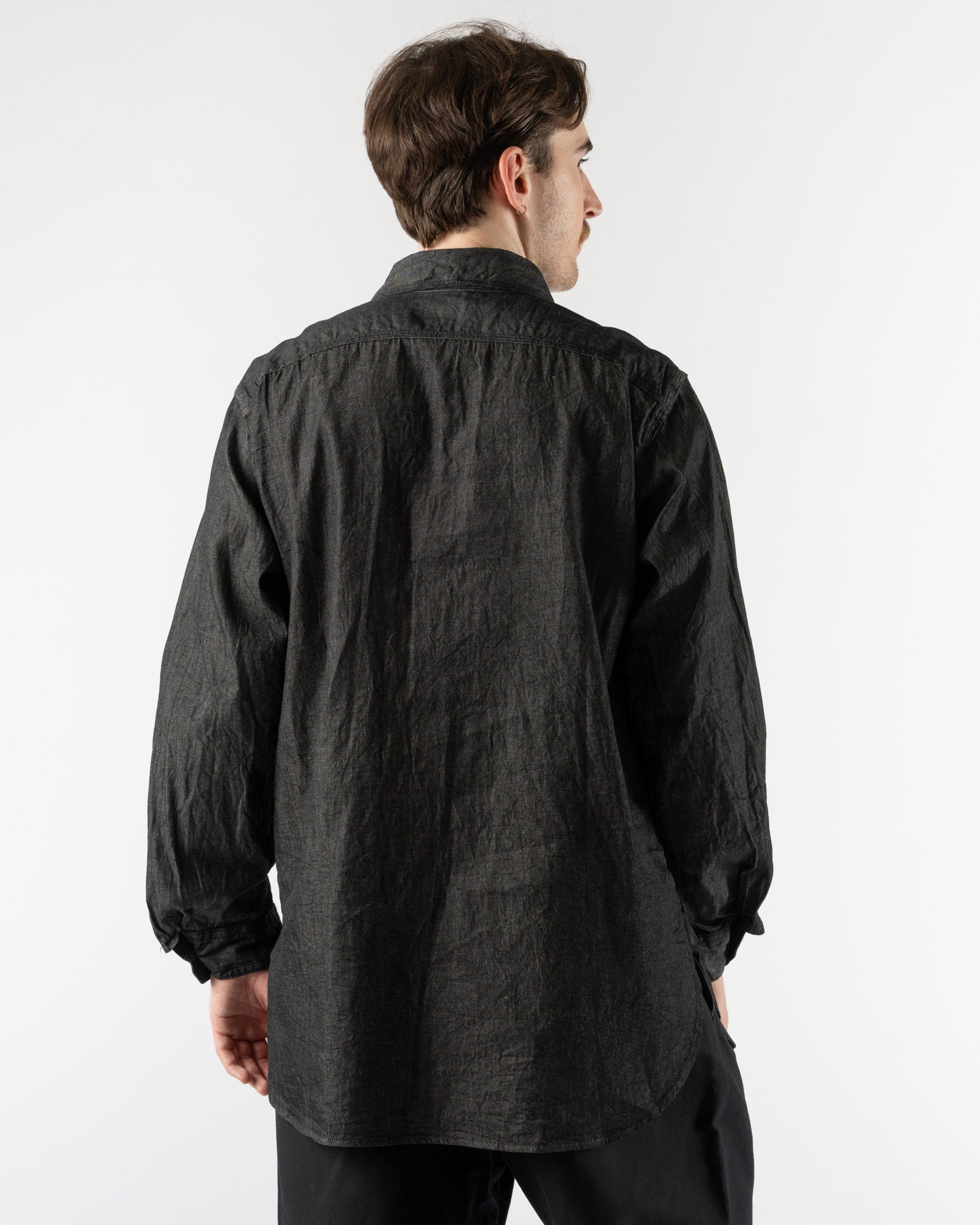 Engineered Garments Work Shirt in Black Cotton Denim Shirting