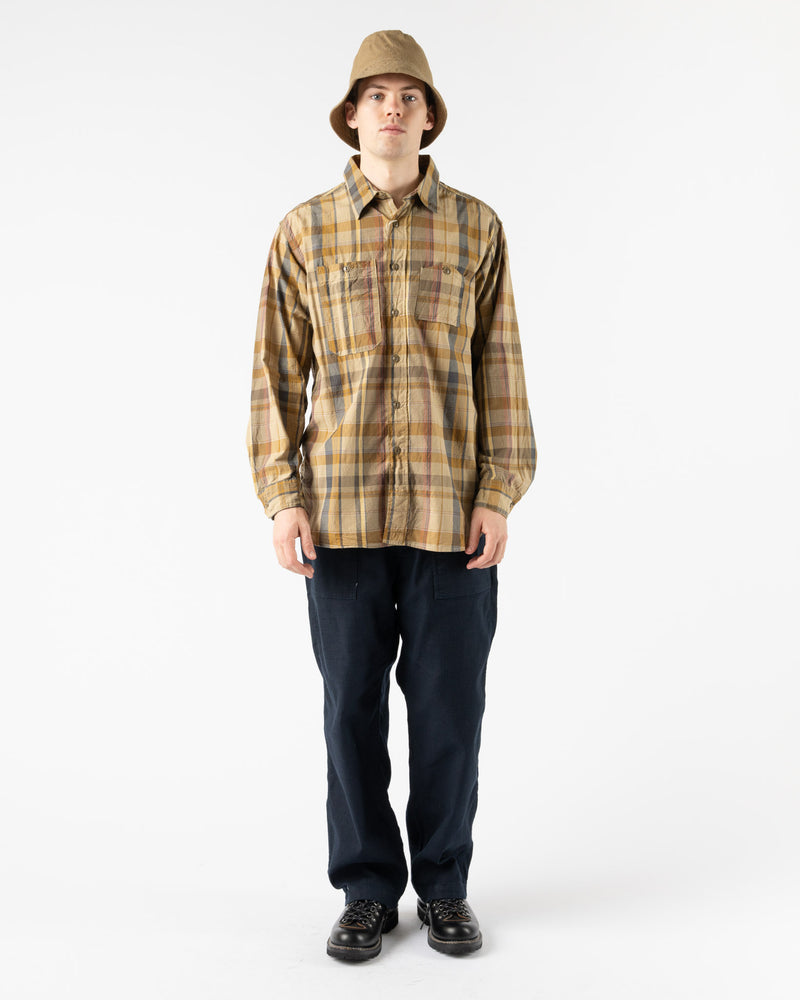 Engineered Garments Work Shirt in Olive Cotton Madras Plaid