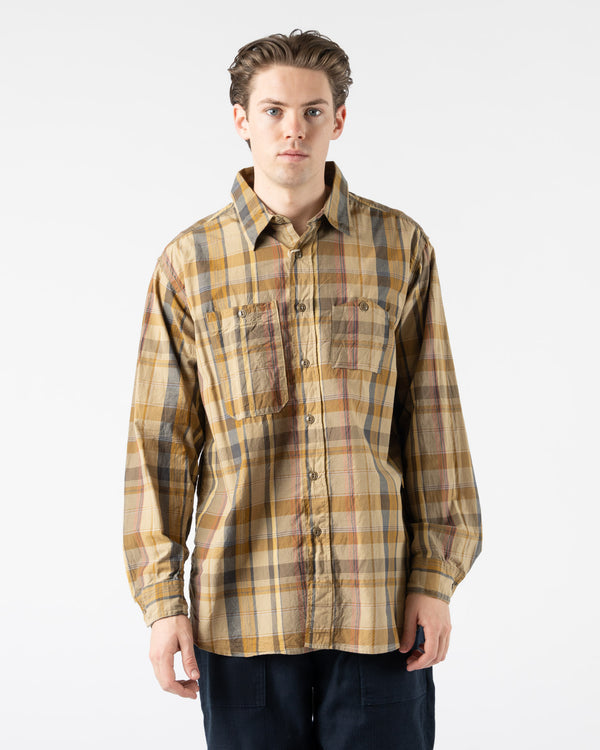 Engineered Garments Work Shirt in Olive Cotton Madras Plaid