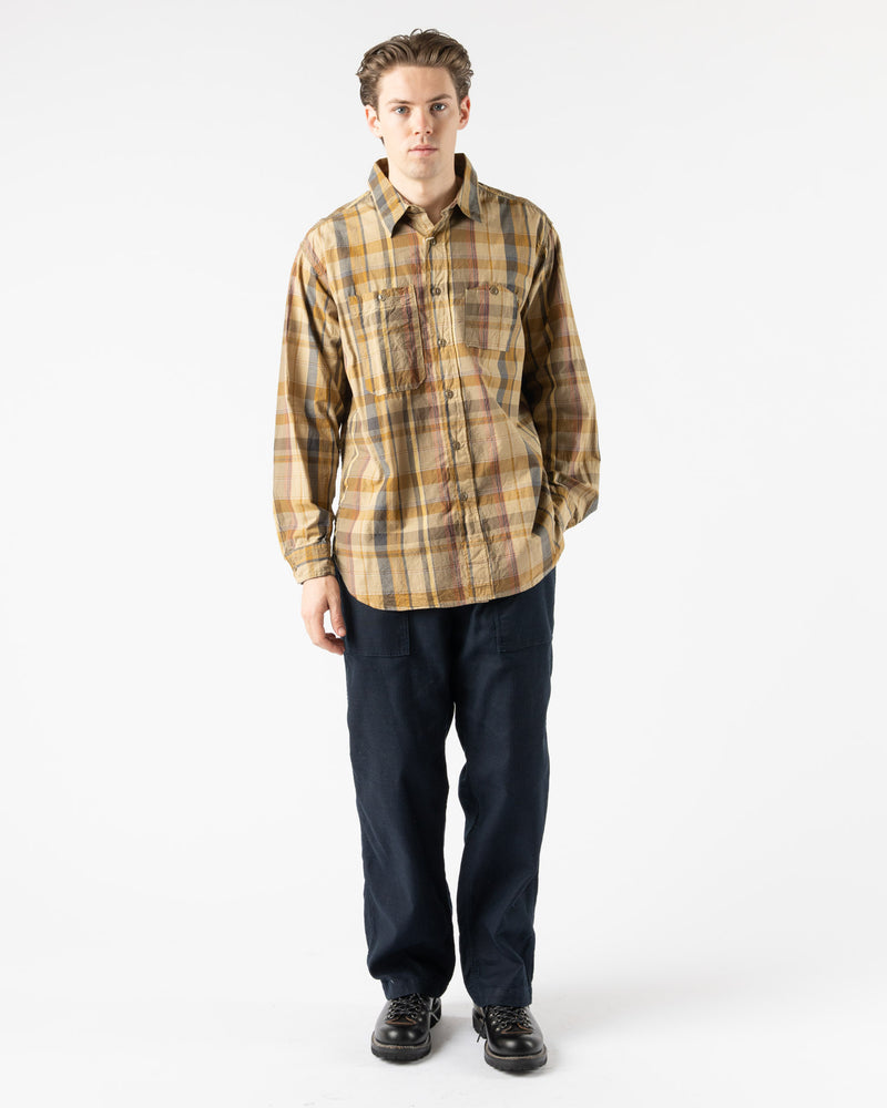 Engineered Garments Work Shirt in Olive Cotton Madras Plaid