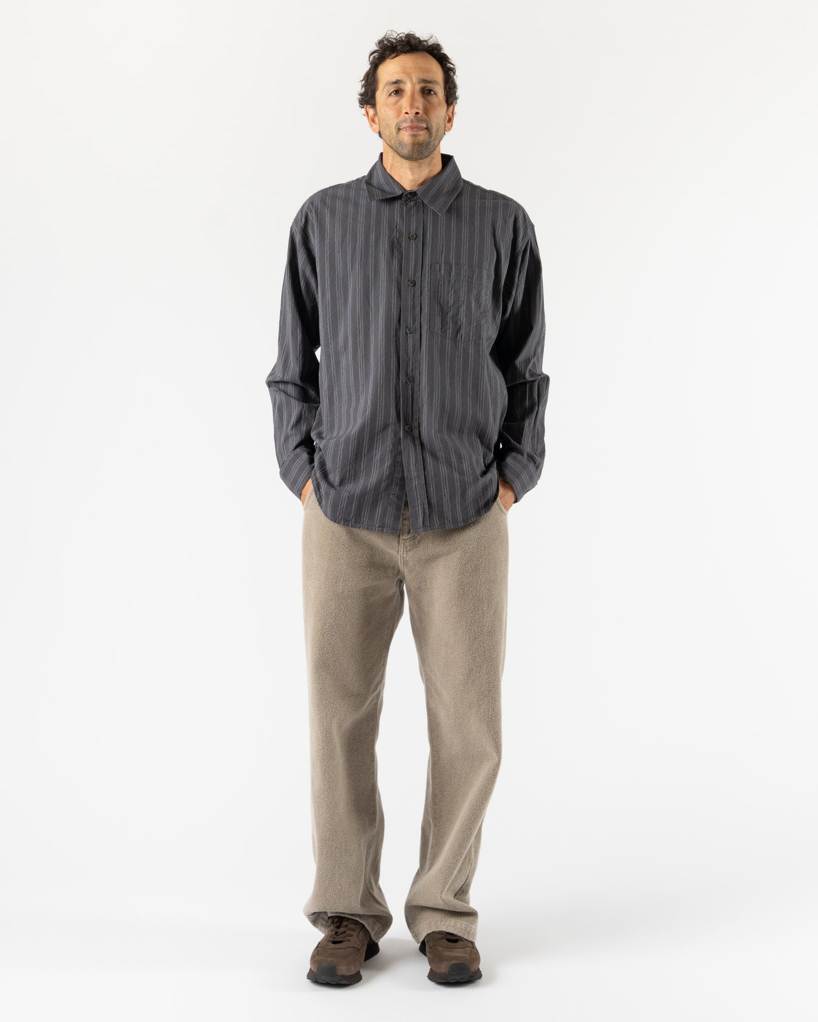 mfpen Executive Shirt in Dark Grey Double Stripe Curated at Jake