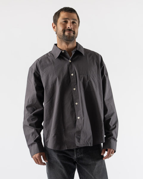 mfpen Executive Shirt in Mushroom Micro Check Poplin Curated at