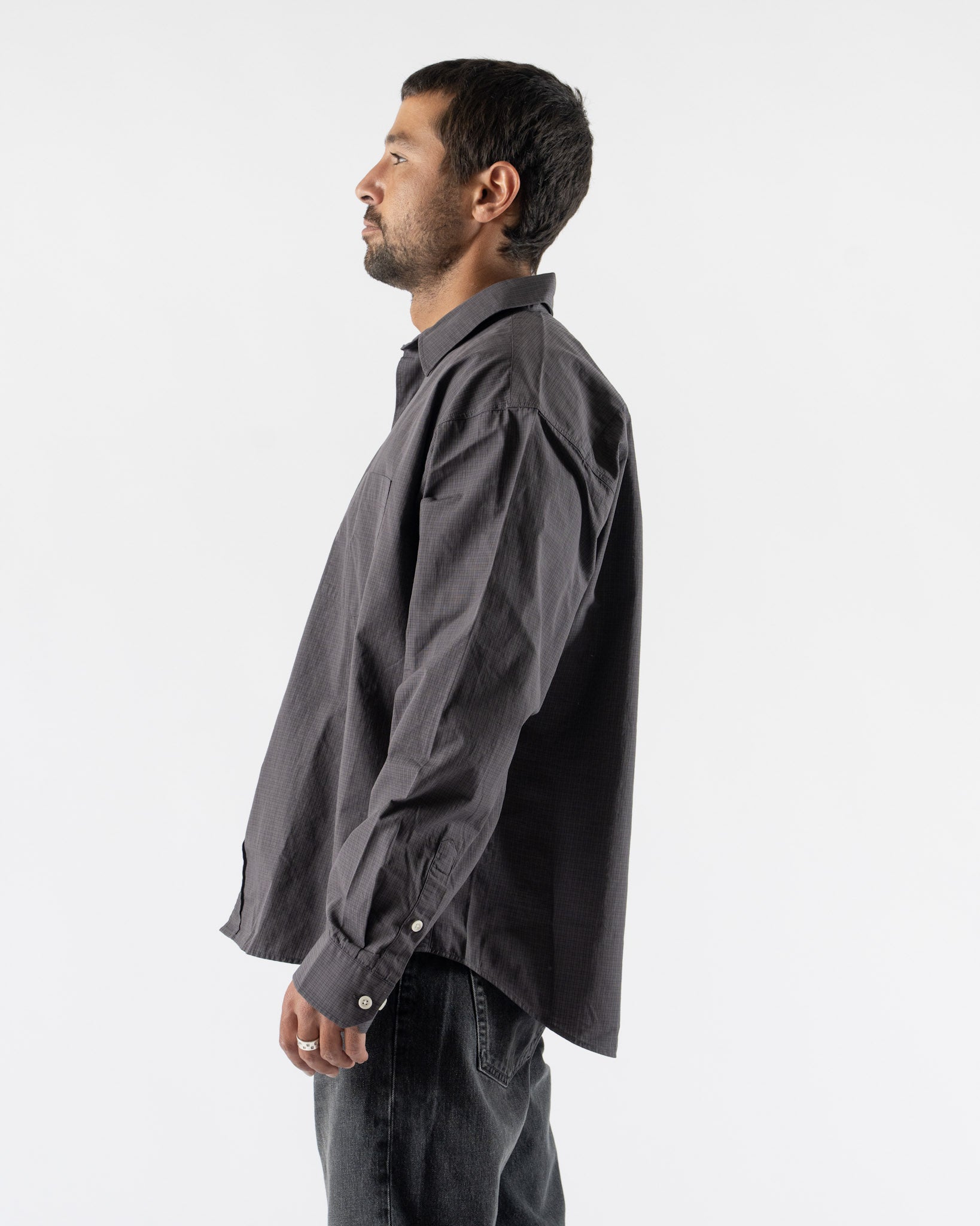mfpen Executive Shirt in Mushroom Micro Check Poplin