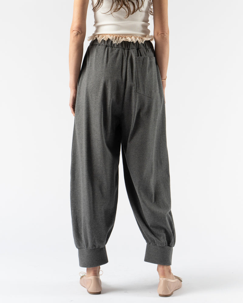 Simone Rocha Exposed Frilly Brief Drawstring Joggers in Charcoal Structured Jersey