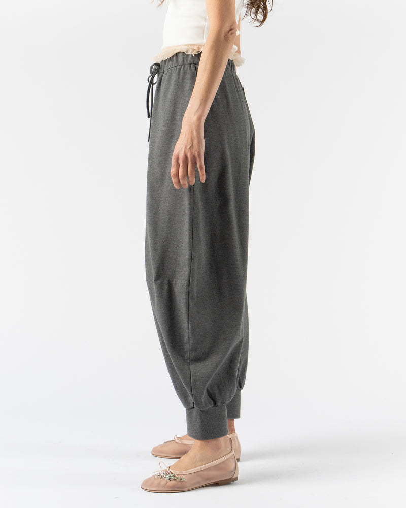 Simone Rocha Exposed Frilly Brief Drawstring Joggers in Charcoal Structured Jersey
